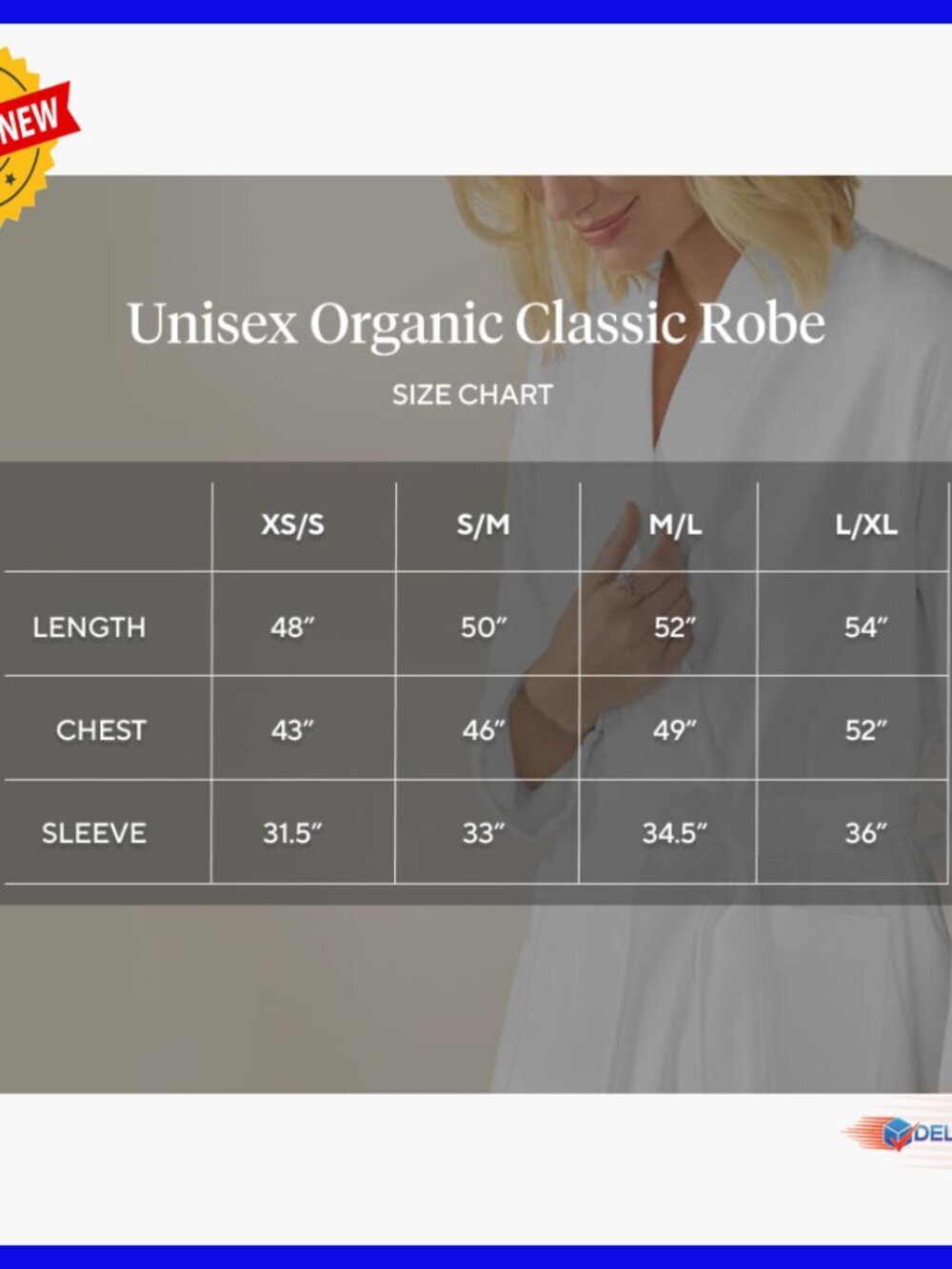 Lightweight Terry Robe Organic Cotton Unisex Bathrobe Adjustable Belt - Picture 3 of 7